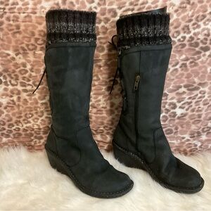 UGG Australia Sherpa Lined Wedge Lace Knit Top Boot